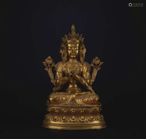 Ming dynasty gilt bronze statue of Avalokiteshvara