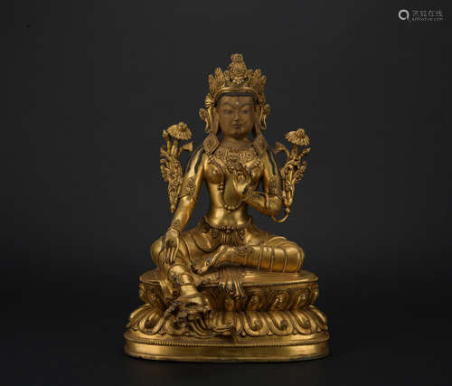 A gilt-bronze figure of Drolma,Qing dynasty