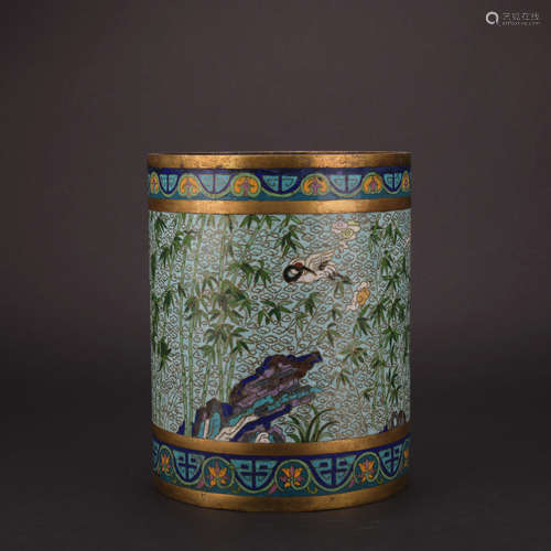 Qing dynasty cloisonne pen container