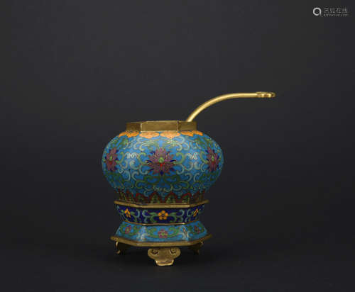 Qing dynasty cloisonne jar with twisted branch lotus pattern