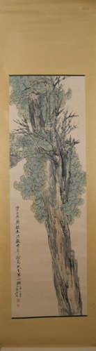 Qing dynasty Ren bonian's tree painting