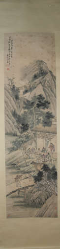 Qing dynasty Wu guanda's landscape and figure painting