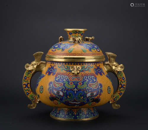 Qing dynasty cloisonne censer