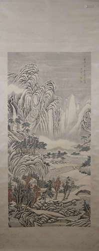 Qing dynasty Zhai dakun's landscape painting