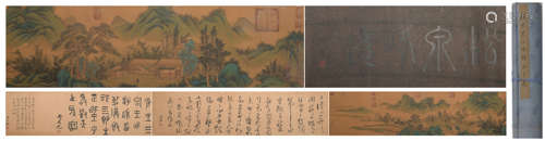 Song dynasty Zhao qianli's landscape hand scroll