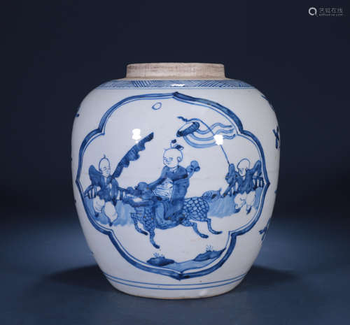 Qing dynasty blue and white jar