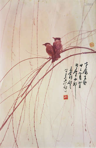 钱万里 1984 钱万里 飞禽生趣 彩色放大 签名 印章 / C-Print, Signed, Seal