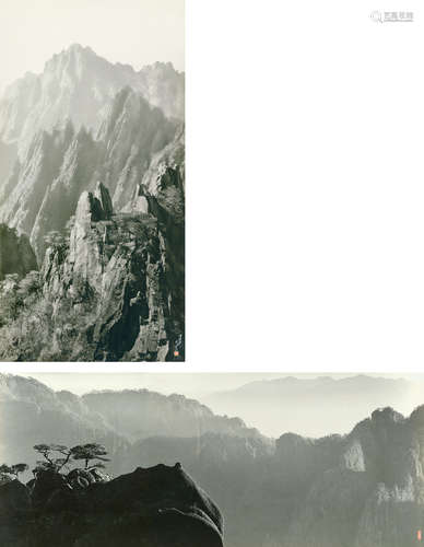 陈复礼 1977 陈复礼 黄山奶头峰/黄山剪刀峰 银盐纸基 签名 印章 / Gelatin Silver Print, Signed, Seal