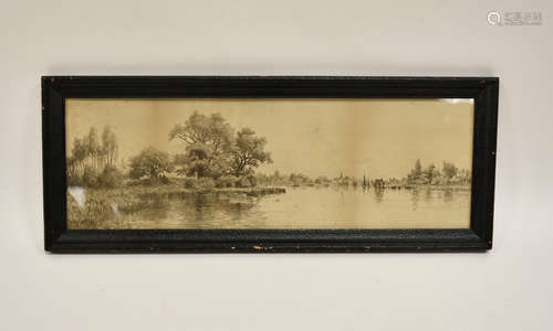 Etching of River Scenery By Charles Mielatz