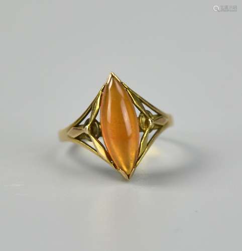 14K Carat Gold Ring With Agate