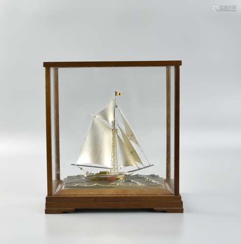 A Japanese Sterling Silver Sailboat in Showcase