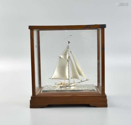 A Japanese Sterling Silver Sailboat in Showcase