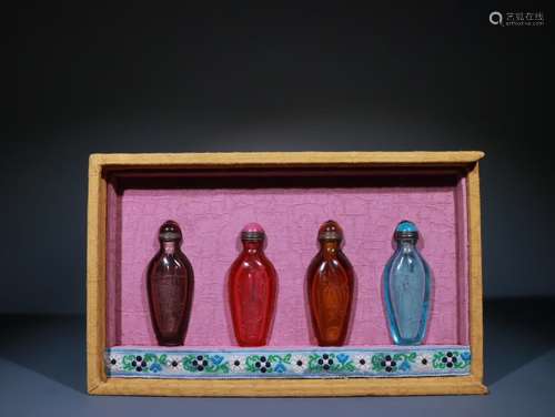 Set Of Chinese Colored Glaze Snuff Bottles