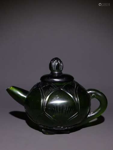 A Chinese Colored Glaze Lotus Pattern Teapot