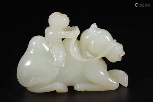 A Chinese Hetian Jade Figure&Camel Hand Piece