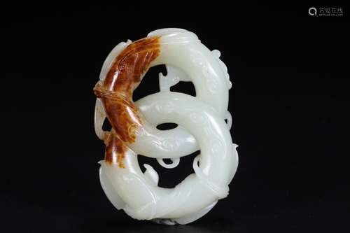 A Chinese Hetian Jade Dragon Pendant