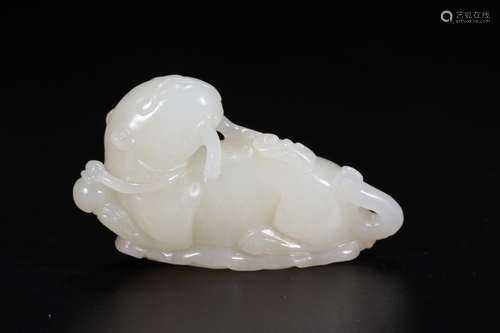 A Chinese Hetian Jade Beast Hand Piece