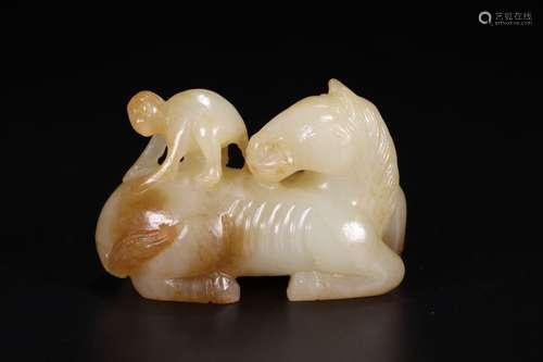 A Chinese Hetian Jade Horse Hand Piece