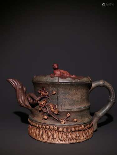 A Chinese Zisha Teapot With Beast Button