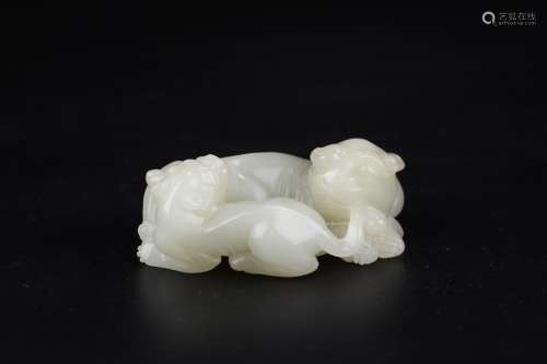 A Chinese Hetian Jade Lion Shaped Ornament