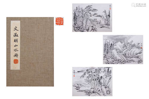 A Chinese Painting Book Of Landscape, Wen Huiming Mark