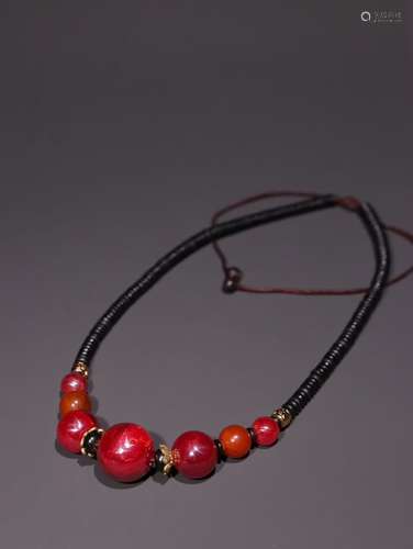 A Chinese Cinnabar Necklace