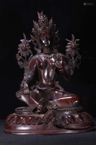 A Chinese Rosewood Guanyin Statue