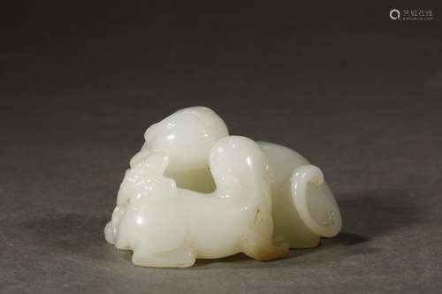 A Chinese Hetian Jade Beast Hand Piece