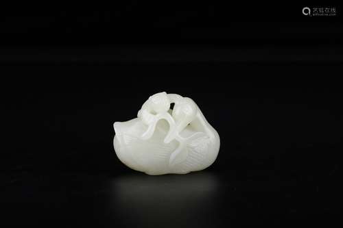 A Chinese Hetian Jade Goose&Figure Hand Piece