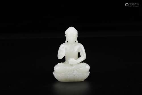 A Chinese Hetian Jade Gautama Buddha Statue