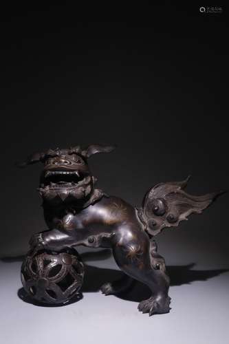 A Chinese Bronze Lion Censer Ornament