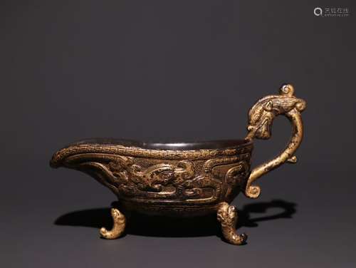 A Chinese Bronze Golden Dragon Vessel