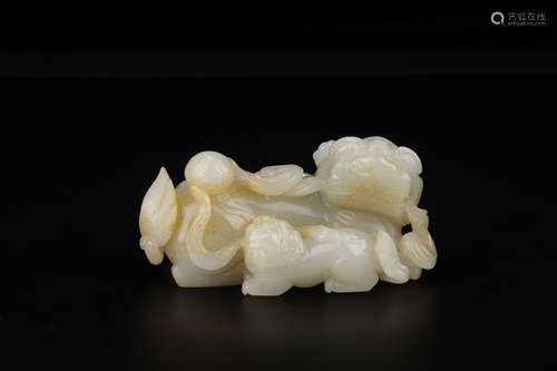 A Chinese Hetian Jade Lion Shaped Hand Piece