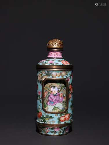 A Chinese Enameled Bronze Snuff Bottle