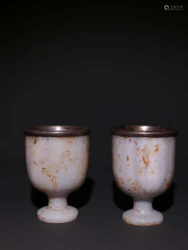 Pair Of Chinese Cups With Silver