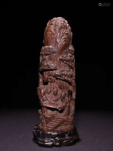 A Chinese Agarwood Figure-Story Carved Ornament