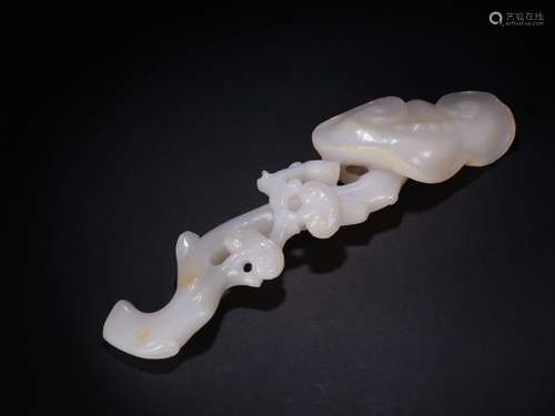 A Chinese Hetian Jade Ruyi Ornament