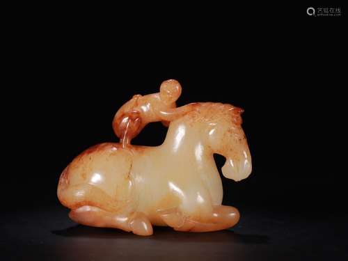 A Chinese Hetian Jade Horse&Monkey Ornament