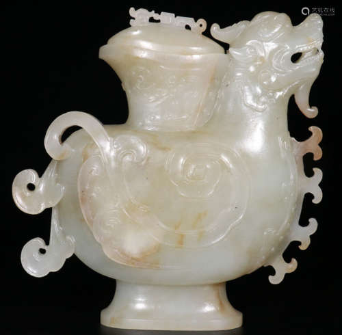 A HETIAN JADE CARVED BEAST PATTERN BRUSH WASHER