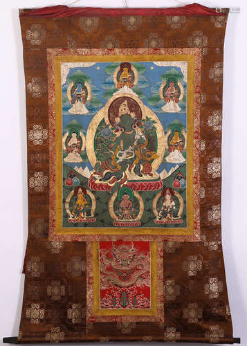 A GUANYIN BUDDHA PATTERN THANGKA