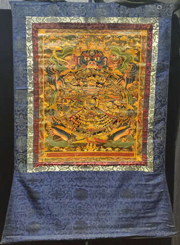 A YAMANTAKA BUDDHA PATTERN THANGKA