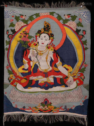 A TIBETAN KESI TARA BUDDHA PATTERN THANGKA