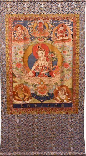 A GUANYIN BUDDHA PATTERN THANGKA