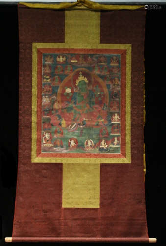 A TIBETAN TARA BUDDHA PATTERN THANGKA