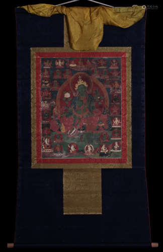 A TARA BUDDHA PATTERN THANGKA SCREEN