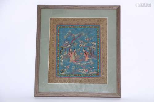Old Collection   A Pair of Table Plaque with Suzhou Embroidery of 