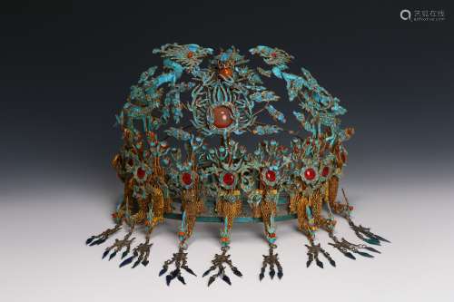 A Phoenix Coronet Inlaid with Kingfisher Feathers and Jewels