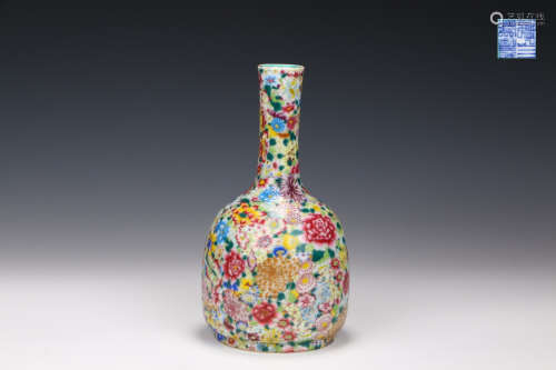 A Multicolored Wooden Club Shaped Vase in the seventeenth century