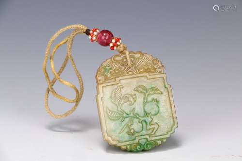 A Jadeite Tablet  with Peach Design     in the seventeenth century