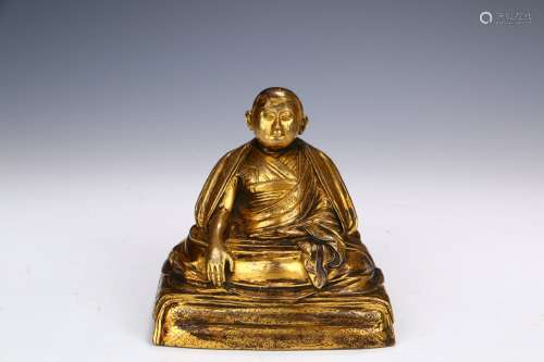 A Sitting Glit Bronze  Statue of Chan Master   in the eighteenth century